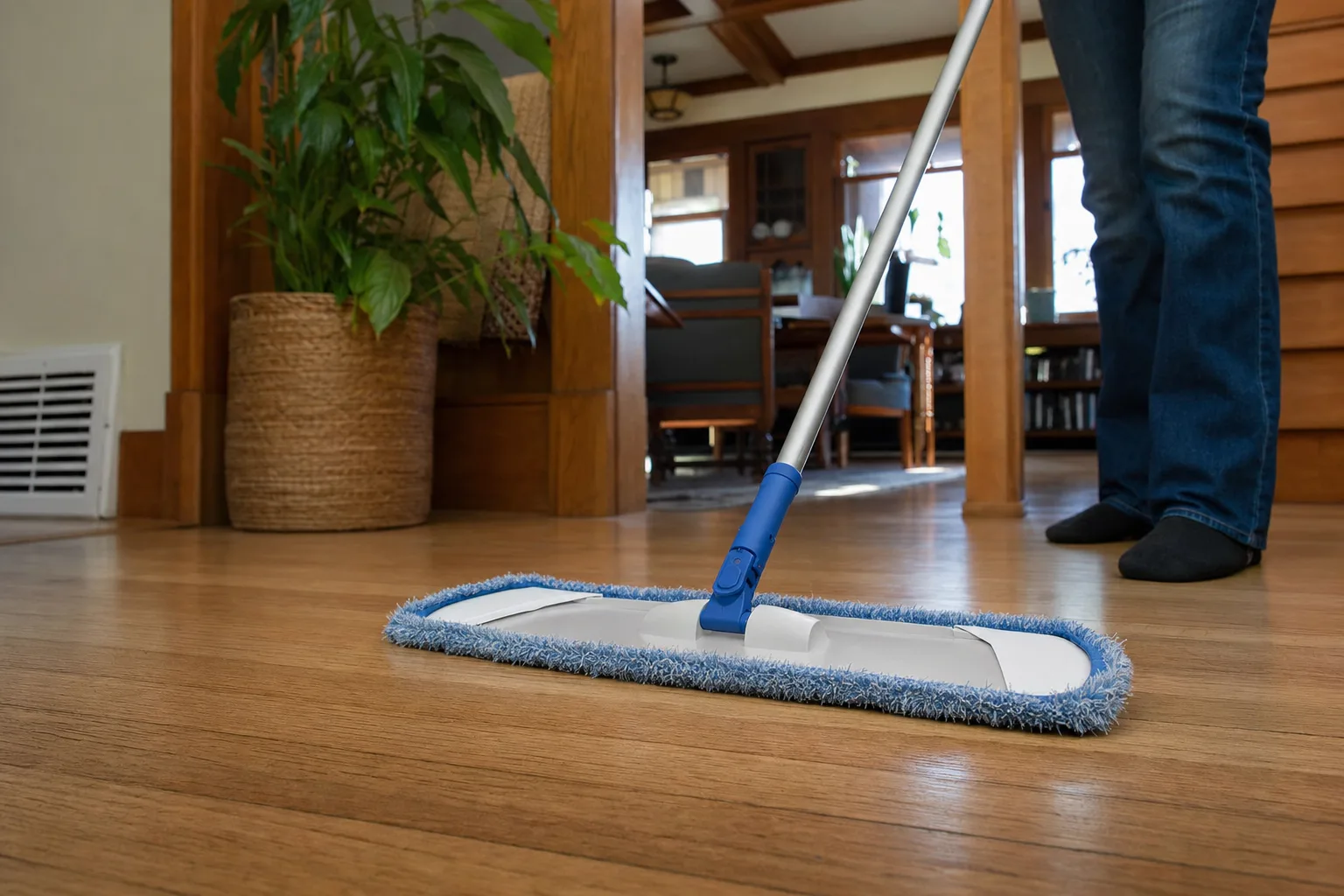 Microfiber mop cleaning oak hardwood floors the right way