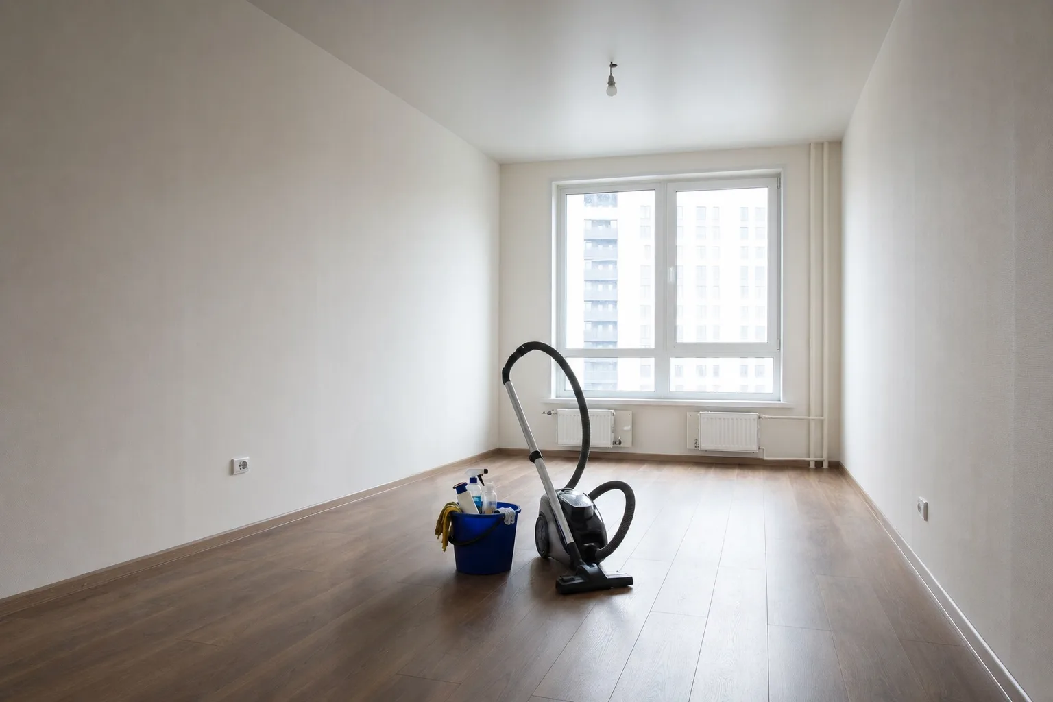Empty Oregon rental with supplies ready for the move-out cleaning checklist